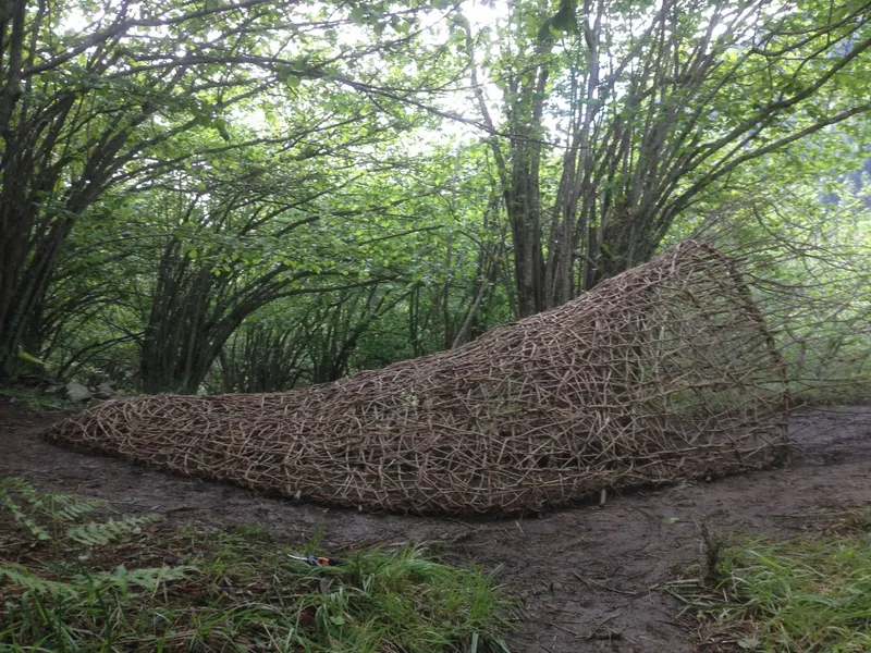 Back to the Future - Installation (2019) - Wild hazel collected on site and wild clematis collected in the Tarn by Véronique Matteudi